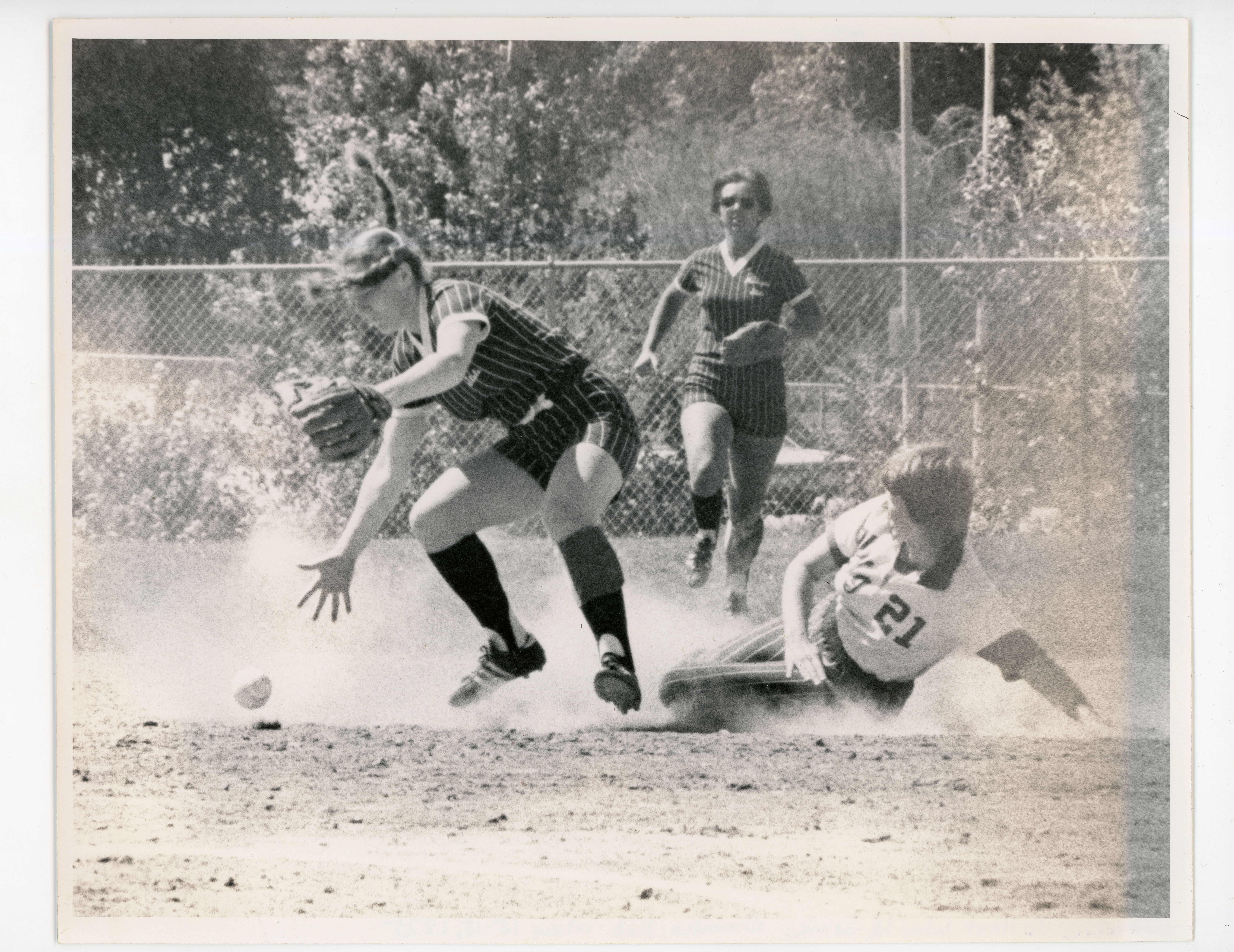 Women's softball being played