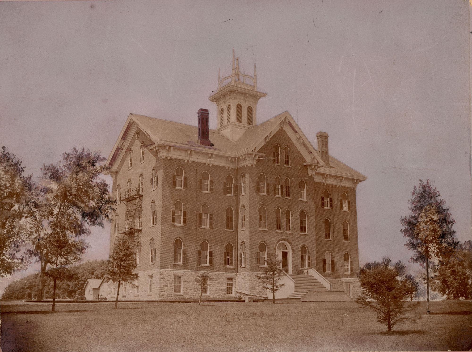 First Normal School classroom building on campus in 1869.