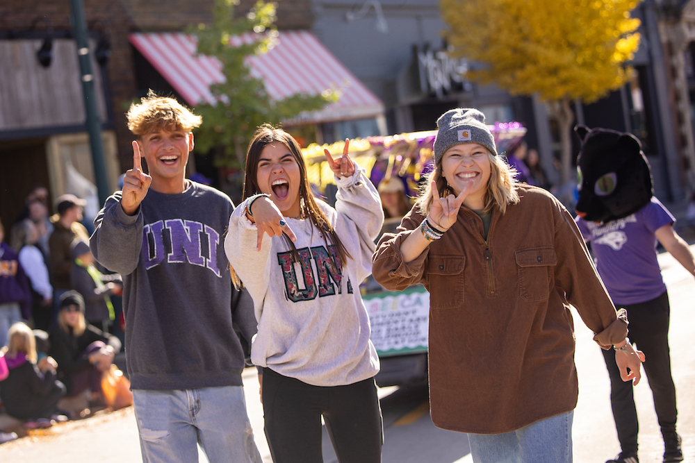 Students at Homecoming parade