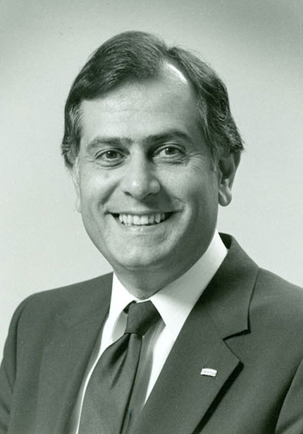 Black and white photo of President Curris.