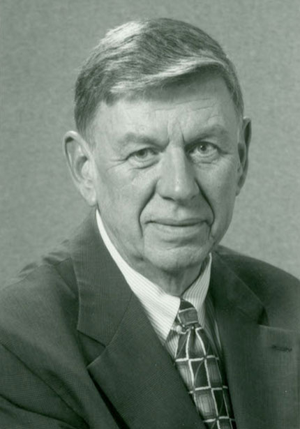 Black and white photo of President Koob.