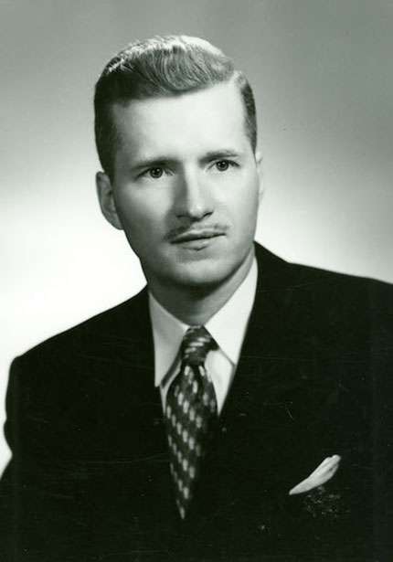 Black and white photo of President Maucker.